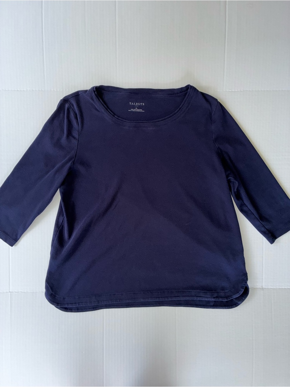 Talbots Women’s 3/4 Sleeve 100% Cotton Blouse Size XL Blue